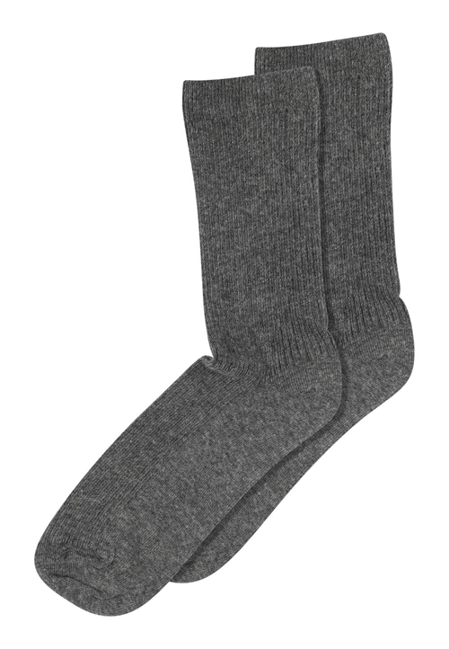 MP WOMAN FINE COTTON RIB SOCKS MEDIUM GREY MELANGE
